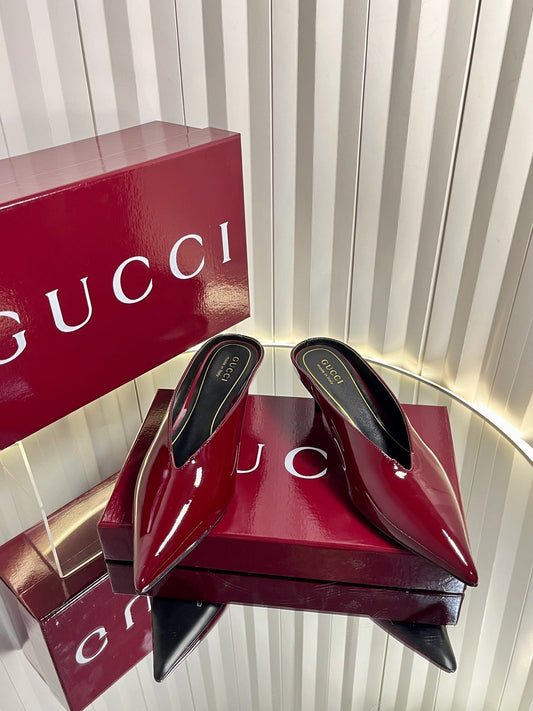 GG Women's Heeled Mules 50mm Red Patent Leather 548397