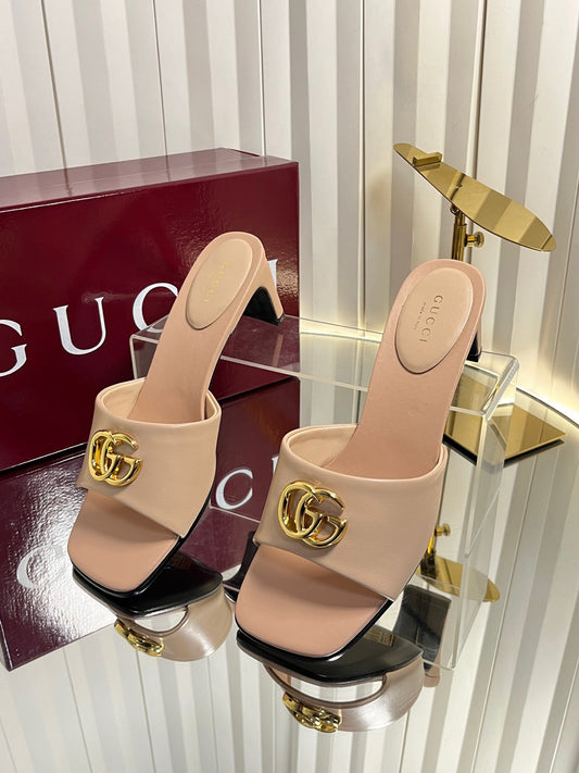 GG 26S Slippers 4.5cm Light Pink Leather 616456