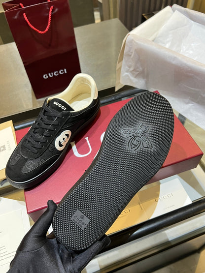 GG G75 Sneaker Black Suede Canvas 818356