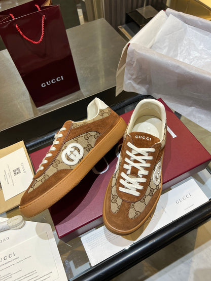 GG G75 Sneaker Brown Suede Canvas 818354