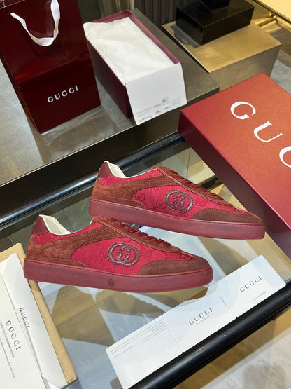 GG G75 Sneaker Red Suede Canvas 818345
