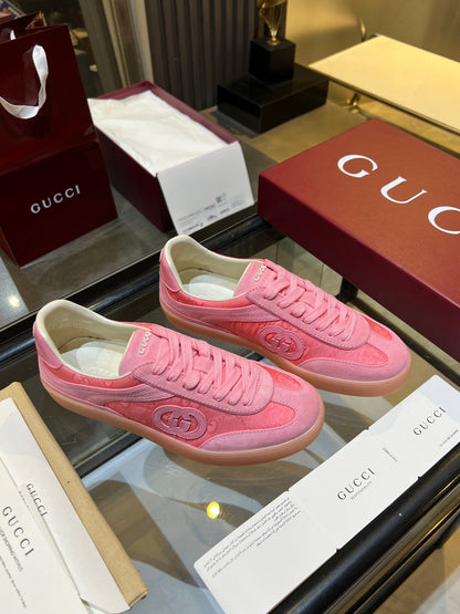 GG G75 Sneaker Light Pink Suede Canvas 818343