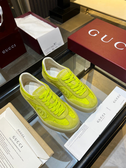GG G75 Sneaker Neon Green Suede Canvas 818342