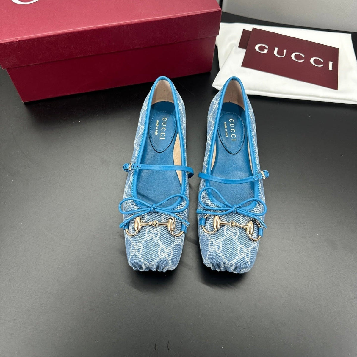 GG 26s Ballet Flats In Blue Denim