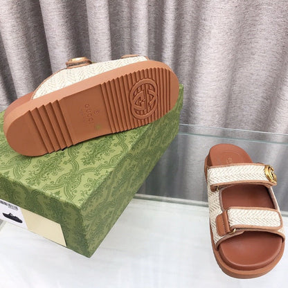 GG  Rubber Sole Logo Sandals Brown