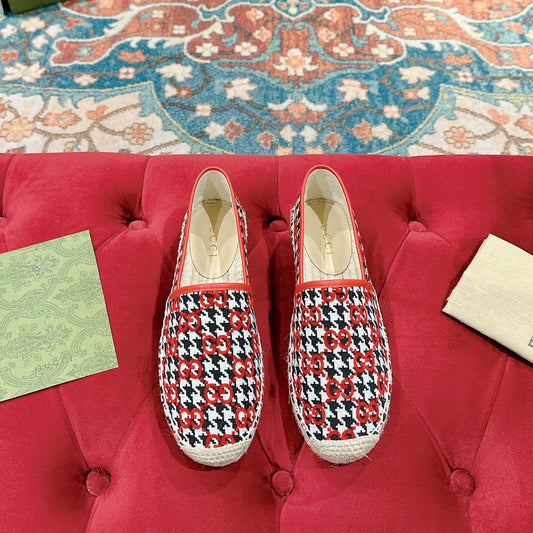 GG ESPADRILLE LOAFER CRIMSON AND BLACK CANVAS