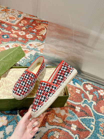 GG ESPADRILLE LOAFER CRIMSON AND BLACK CANVAS