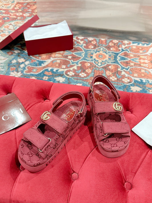 GG 26s Double G Sandals Red Canvas 929384