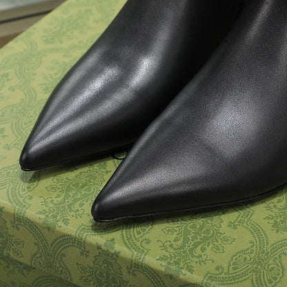GG Ankle Boots with Chain 45mm Black Calfskin 432685