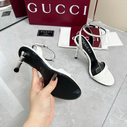 GC 25 Heeled 95mm Sandals White Patent Leather 293860