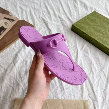 GG 26s Horsebit Thong Sandals Purple Rubber 826210