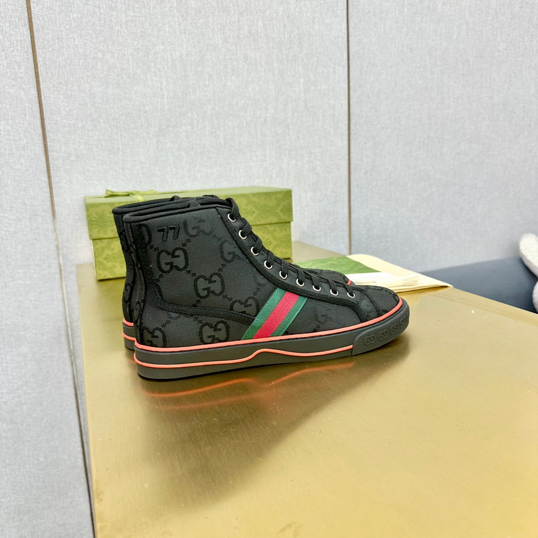 GG TENNIS 1977 HIGH-TOP TRAINER JET BLACK CANVAS