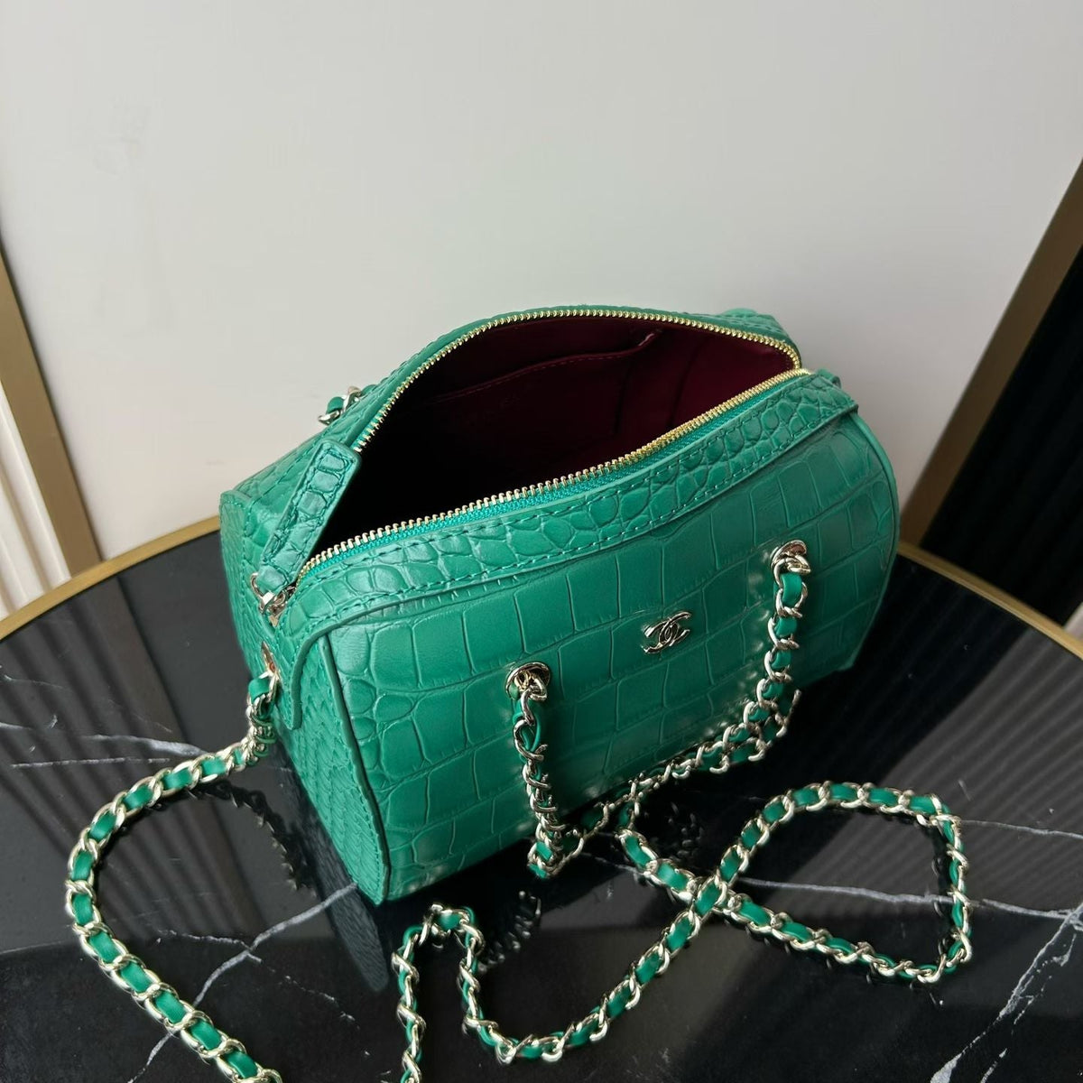 CC 26P Bowling Bag Green Crocodile-Embossed Calfskin