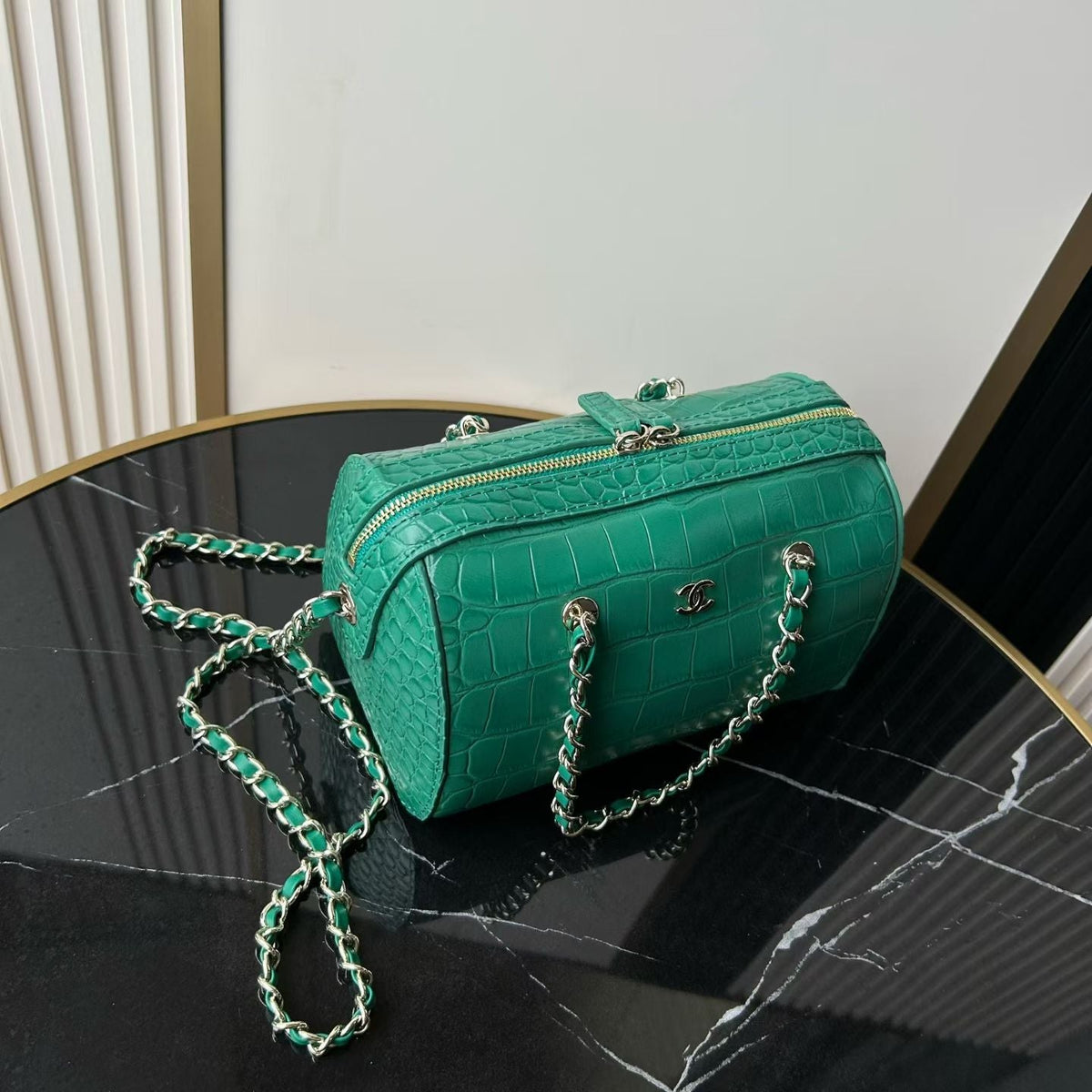 CC 26P Bowling Bag Green Crocodile-Embossed Calfskin