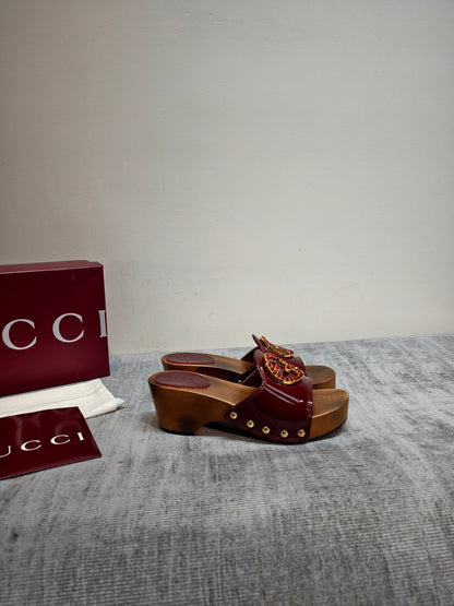 GG Clog Burgundy Patent Leather 864270