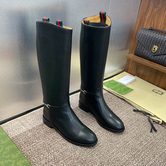 GG Women's Boot With Slim Horsebit 2.5cm Black  Leather 508911