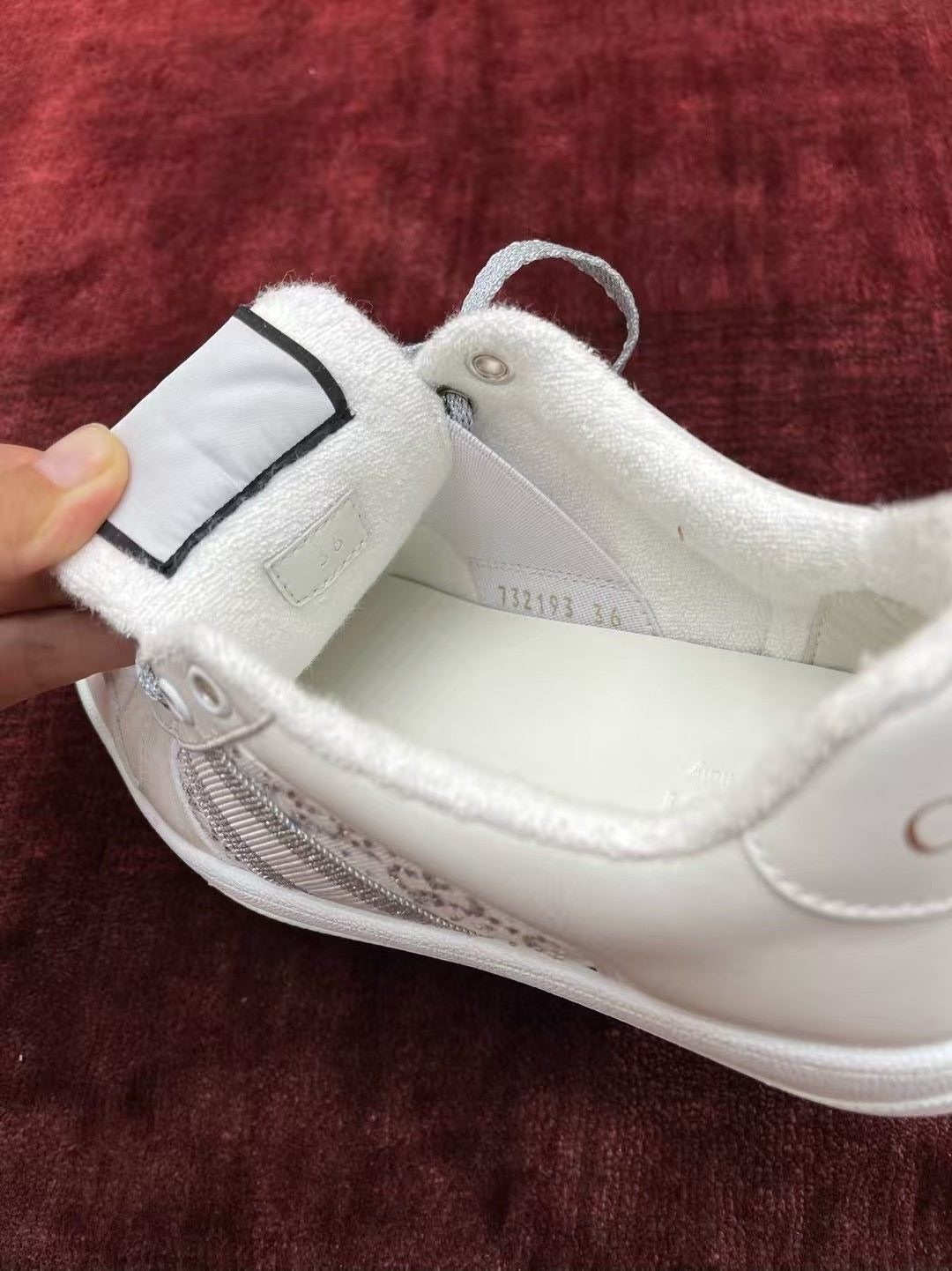 GG Screener Trainer Sneakers White Light Grey  Cowhide Frabic 502168