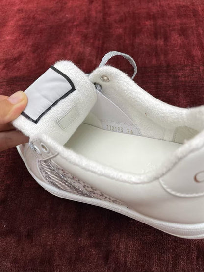 GG Screener Trainer Sneakers White Light Grey  Cowhide Frabic 502168