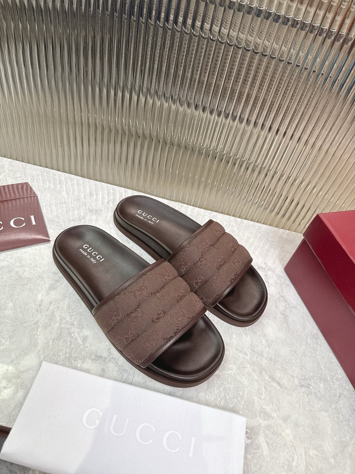 GG Slide Sandal Brown Canvas Rubber 788183