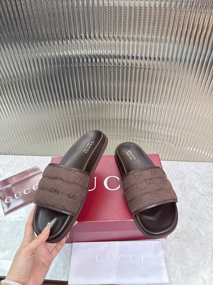 GG Slide Sandal Brown Canvas Rubber 788183