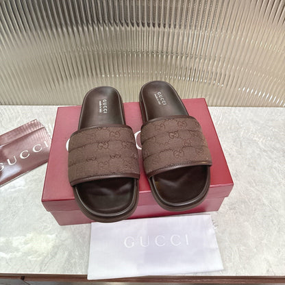 GG Slide Sandal Brown Canvas Rubber 788183