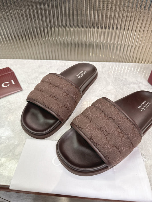 GG Slide Sandal Brown Canvas Rubber 788183