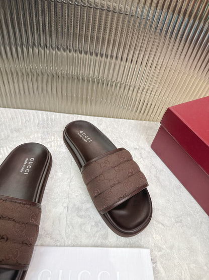GG Slide Sandal Brown Canvas Rubber 788183