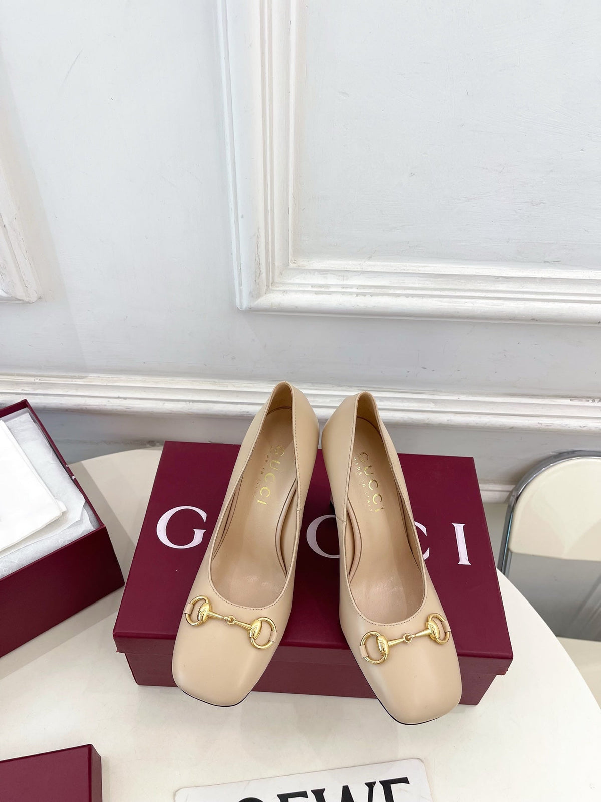 GG 26s Signora Pump 10cm Beige Leather 640304