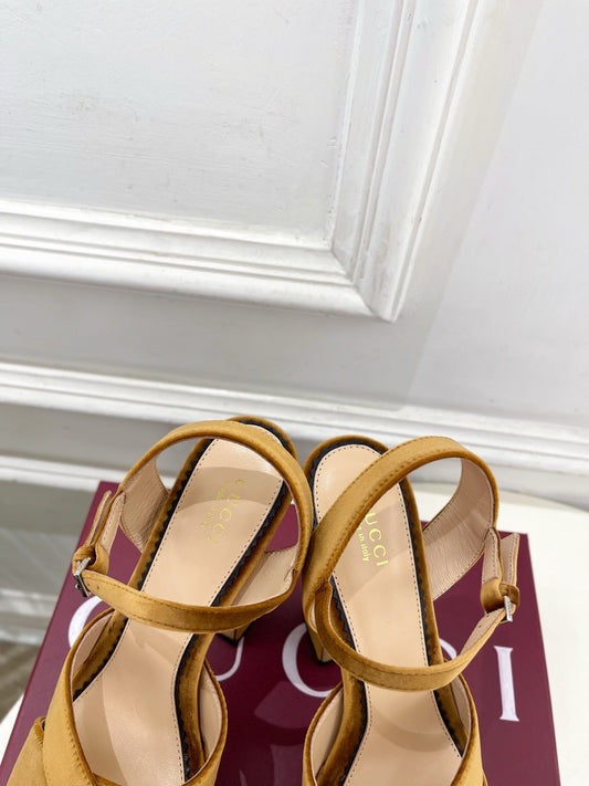 GG Janaya Platform Sandals 15.5cm Brown Suede 891842
