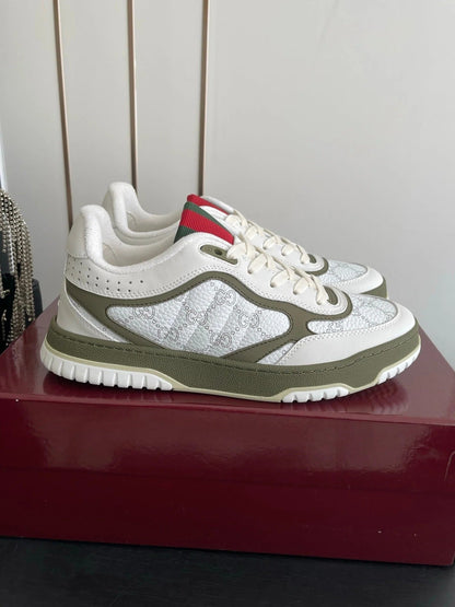 GG 26 Couple Sneakers White Olive Green Cowhide 631677