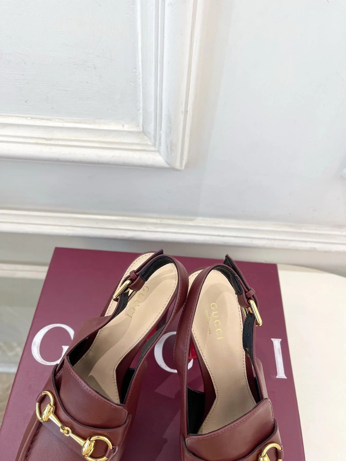 GG 26SS Platform Sandals 130 Burgundy Sheepskin 640263