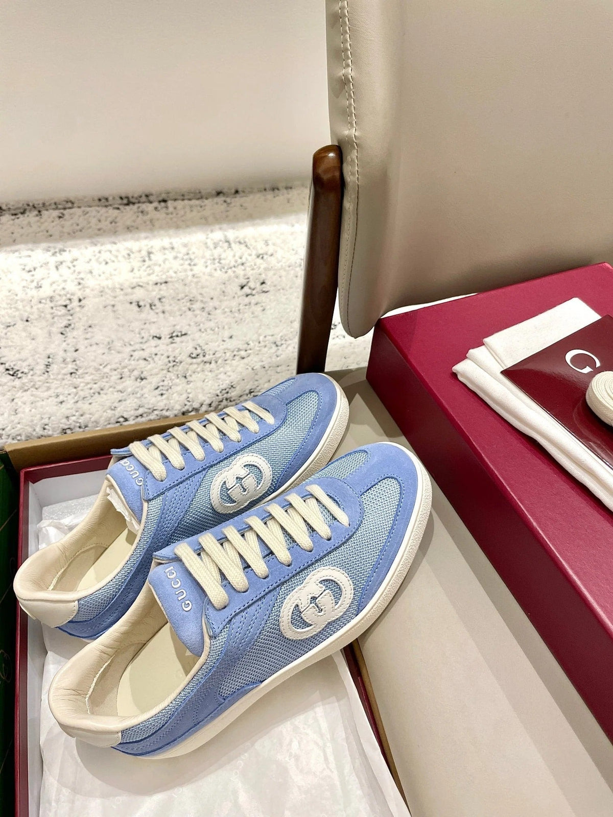 GG 26 Sneaker Baby Blue Canvas Suede 632818