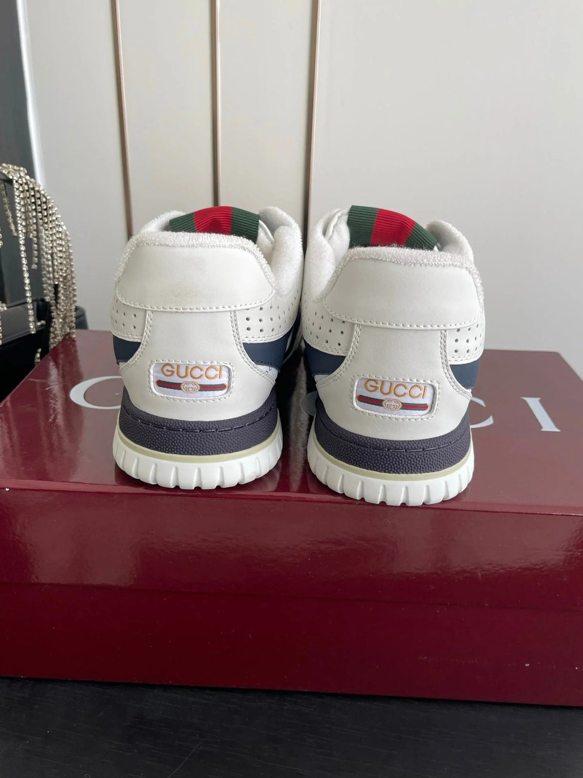 GG 26 Couple Sneakers White Navy Blue Cowhide 631675
