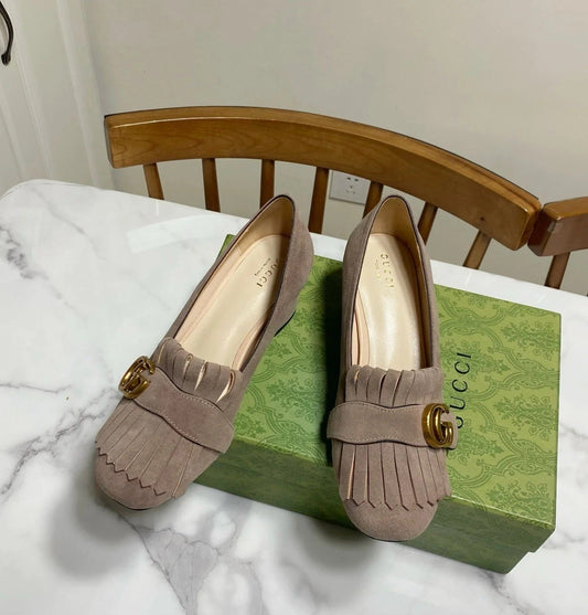 GG 26SS Chunky Heel Pump 50 Taupe Suede 640555