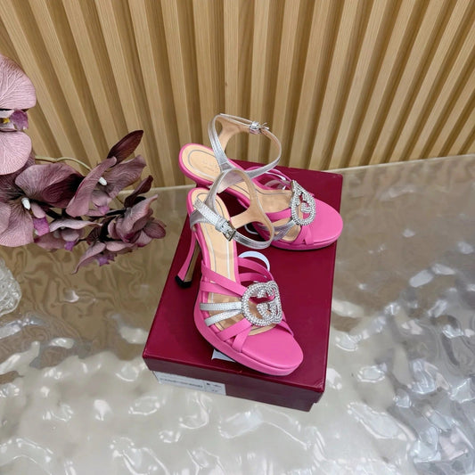 GG 26 High-Heeled Platform Sandals 105 Pink Cowhide 589498