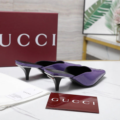GG 26ss High Heel Mule 60 Purple Sheepskin 601087
