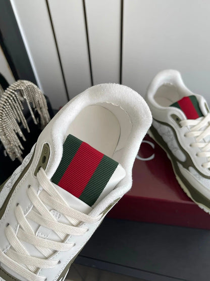 GG 26 Couple Sneakers White Olive Green Cowhide 631677