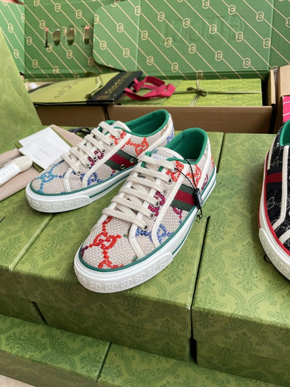 GG 26 Platform Sneaker Light Beige Multicolor Monogram Canvas 632830