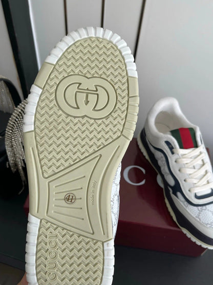 GG 26 Couple Sneakers White Navy Blue Cowhide 631675